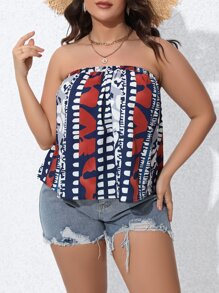 SHEIN LUNE Plus Geo Print Tube Top - Multicolor - View 3