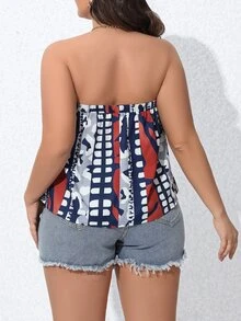 SHEIN LUNE Plus Geo Print Tube Top - Multicolor - View 2