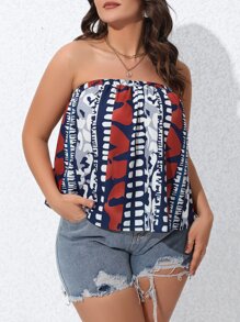 SHEIN LUNE Plus Geo Print Tube Top - Multicolor - View 1