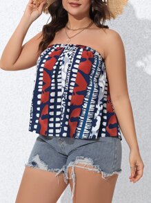 SHEIN LUNE Plus Geo Print Tube Top - Multicolor - View 5