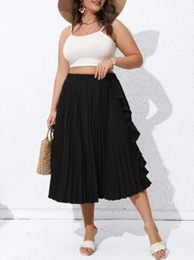 SHEIN Clasi Falda fruncido unicolor ribete con fruncido