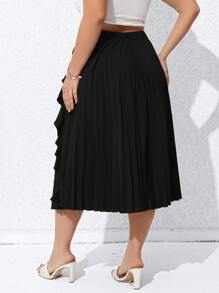 SHEIN Clasi Falda fruncido unicolor ribete con fruncido