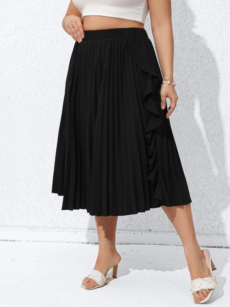 SHEIN Clasi Falda fruncido unicolor ribete con fruncido