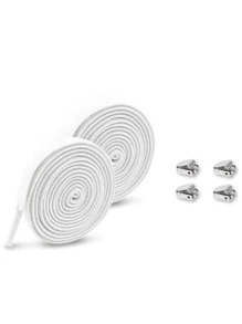 1pair No-Tie Shoelaces, White Polyester Unisex Accessories For Sneakers,Casual Shoes,White Shoes,Basketball Shoes,Trainers Running Shoes - White - View 2