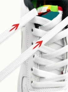 1pair No-Tie Shoelaces, White Polyester Unisex Accessories For Sneakers,Casual Shoes,White Shoes,Basketball Shoes,Trainers Running Shoes - White - View 5