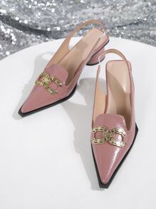 Fashionable French Style Closed Toe Chunky Heeled Sandals For Women, Suitable With Dresses, Summer - Dusty Pink - View 5