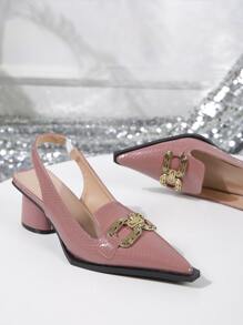 Fashionable French Style Closed Toe Chunky Heeled Sandals For Women, Suitable With Dresses, Summer - Dusty Pink - View 6