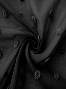 1入組圓點刺繡薄紗窗簾織物濾光隱私薄紗窗簾適用於客廳和臥室四季皆宜 - 黑色 - 查看 6