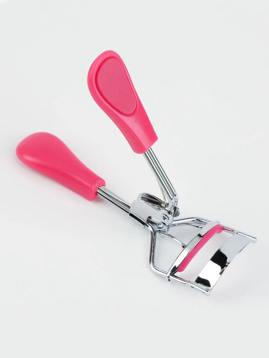1支寬角輕量級睫毛捲翹器,自然捲曲,持久,不傷害眼皮,攜帶方便的化妝工具,不銹鋼夾子,白色和粉色 - 玫紅色 - 查看 1