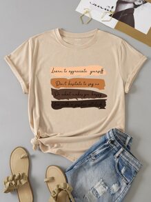 SHEIN LUNE Camiseta con estampado de slogan