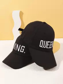 2入組字母刺繡棒球帽 - 黑色 - 查看 1