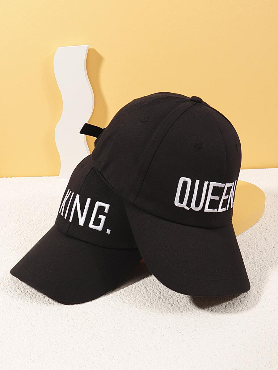 2入組字母刺繡棒球帽 - 黑色 - 查看 1