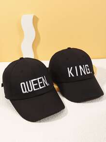 2入組字母刺繡棒球帽 - 黑色 - 查看 2