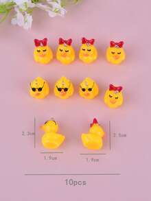 10入組/套樹脂卡通鴨DIY吊墜 - 彩色 - 查看 3