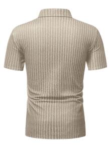 Manfinity Homme Men Striped Print Polo Shirt - Khaki - View 2