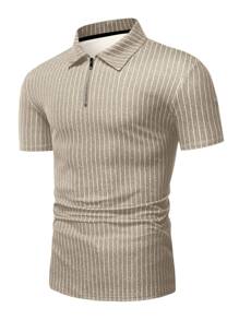 Manfinity Homme Men Striped Print Polo Shirt - Khaki - View 3