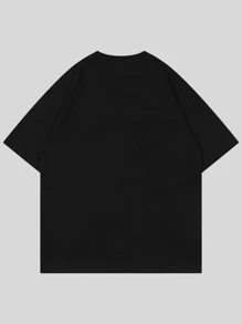 ROMWE MEN Guys Skull & Slogan Graphic Tee - Black - View 2