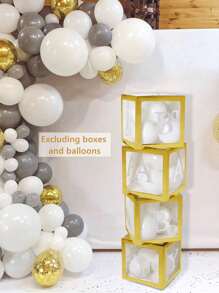 27入組5寸紙字母小氣球配件不附帶盒和小氣球適用於寶寶派對裝飾用品 - 白色 - 查看 4