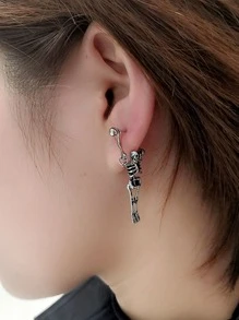 1pc Skeleton Decor Earring - Silver - View 1