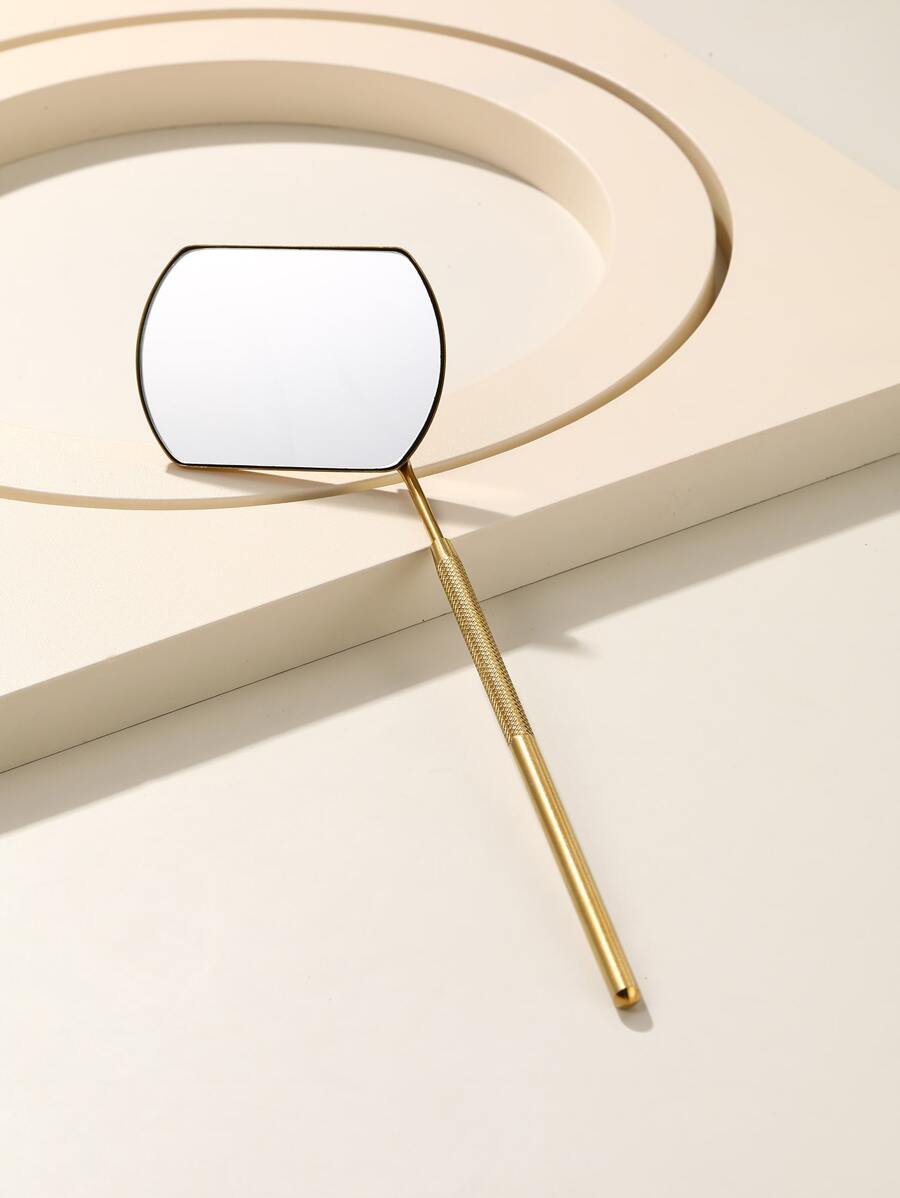 1 espejo de pestañas para suministros de extensión de pestañas, espejo de pestañas desmontable ligero para extensiones, espejo de inspección de maquillaje para suministros de tecnología de pestañas - Dorado - Ver 1