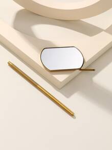 1 espejo de pestañas para suministros de extensión de pestañas, espejo de pestañas desmontable ligero para extensiones, espejo de inspección de maquillaje para suministros de tecnología de pestañas - Dorado - Ver 2