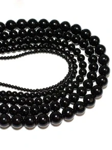1股時尚黑色玻璃DIY珠子適合女士DIY首飾製作