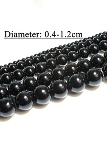 1股時尚黑色玻璃DIY珠子適合女士DIY首飾製作