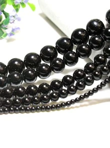 1股時尚黑色玻璃DIY珠子適合女士DIY首飾製作