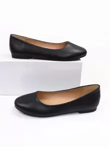 女士一腳蹬優雅黑色平底鞋 - 黑色 - 查看 2