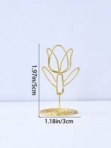 2pcs Flower Design Card Holder - Gold - View 5