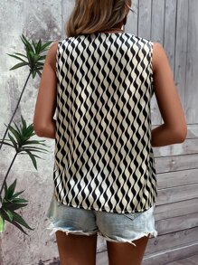 SHEIN LUNE Allover Print Sleeveless Blouse - Multicolor - View 2