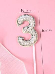 1pc Thiết kế số ngọc trai giả trang trí bánh, trang trí mặt bánh cho tiệc sinh nhật - Vàng - Xem 2