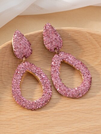 1 par Nytt mode Enkelt och personligt vattendroppsformat hel strass ihåliga örhängen för kvinnor