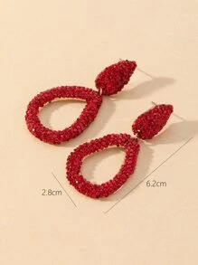 1pair New Fashion Simple & Elegant Personalized Waterdrop Shaped Hollow Women's Earrings With Full Rhinestones