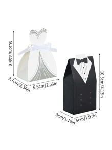Caja de regalo de fiesta de boda de 50 piezas, caja de embalaje de papel de diseño de ropa moderna para boda - Multicolor - Ver 2