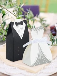 Caja de regalo de fiesta de boda de 50 piezas, caja de embalaje de papel de diseño de ropa moderna para boda - Multicolor - Ver 4