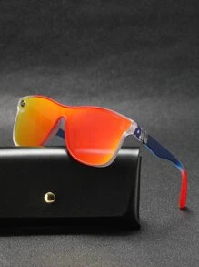 1pc Frameless Streamline Oversized Fashion Glasses, Unisex Outdoor Riding Glasses, All Seasons, Steampunk, Punk, Portable, Y2K Leopard Print, Vintage Classic Fashion Glasses, Stylish, Retro, Luxury, Square, Oval Travel, Driving, Fishing, Camping, Cycling, Hiking, Running, Decorative Eyewear - Multicolor - View 5