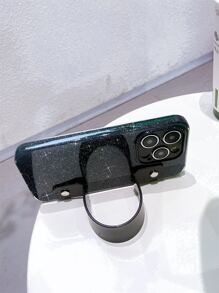 Vỏ điện thoại thạch lấp lánh có giá đỡ dây đeo cổ tay - màu đen - Xem 2