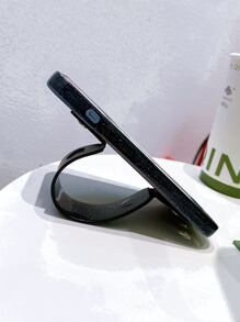 Vỏ điện thoại thạch lấp lánh có giá đỡ dây đeo cổ tay - màu đen - Xem 3