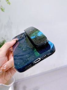 Vỏ điện thoại thạch lấp lánh có giá đỡ dây đeo cổ tay - màu đen - Xem 5