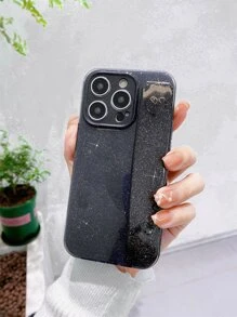 Vỏ điện thoại thạch lấp lánh có giá đỡ dây đeo cổ tay - màu đen - Xem 9