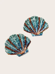 ROMWE Fairycore 1 đôi Mỹ nhân ngư Hình Vỏ định  Tương phản Sequin Nắp núm vú - Nhiều màu - Xem 2