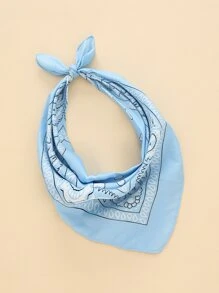 1入組女士迷幻印花休閒風頭巾，髮帶，頭帶，適合裝扮您的造型 - 藍色 - 查看 3
