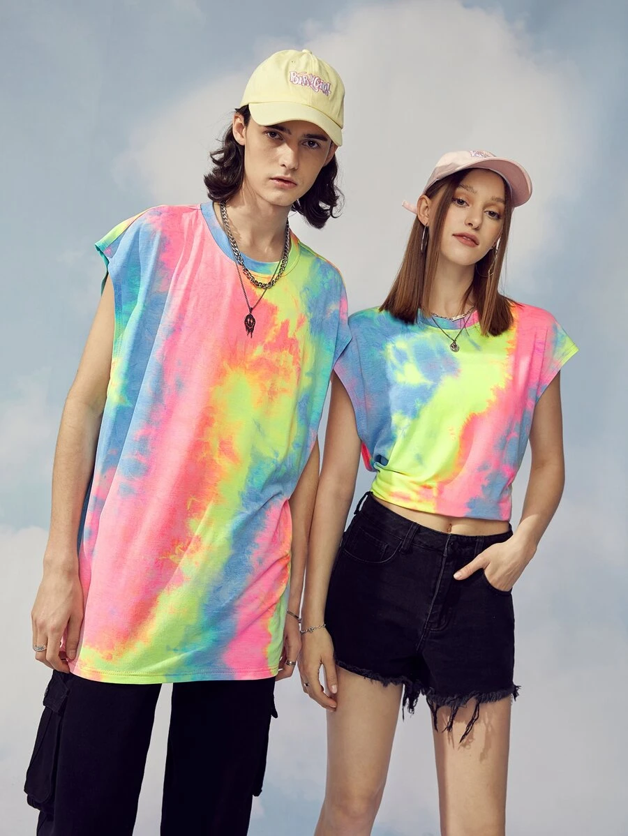 Manfinity 1pc Tie Dye Batwing Sleeve Tee - Multicolor - View 1