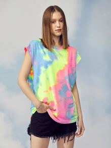 Manfinity 1pc Tie Dye Batwing Sleeve Tee - Multicolor - View 3