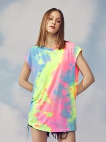 Manfinity 1pc Tie Dye Batwing Sleeve Tee - Multicolor - View 4
