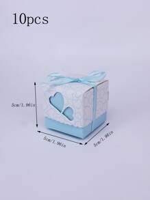 10 cái Hộp Quà Hình Trái Tim - Xanh và trắng - Xem 4