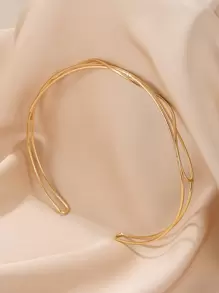 極簡開口頸鏈 - 金黃色 - 查看 1