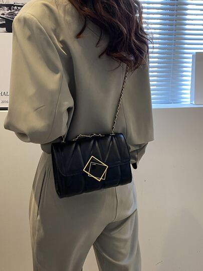 Mini Square Bag Quilted PU Flap For Daily Life Portable,Multifunction,Large Capacity Business Casual High School,Business,Work,Travel,Vacation For Lady,For Women,For Female,White-Collar Workers Fashion,Fashionable,Minimalist Leather Tote Bag, Japanese Bag