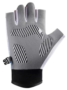 BECYCLING 1雙字母圖案半指防震騎行手套 - 深灰色 - 查看 5